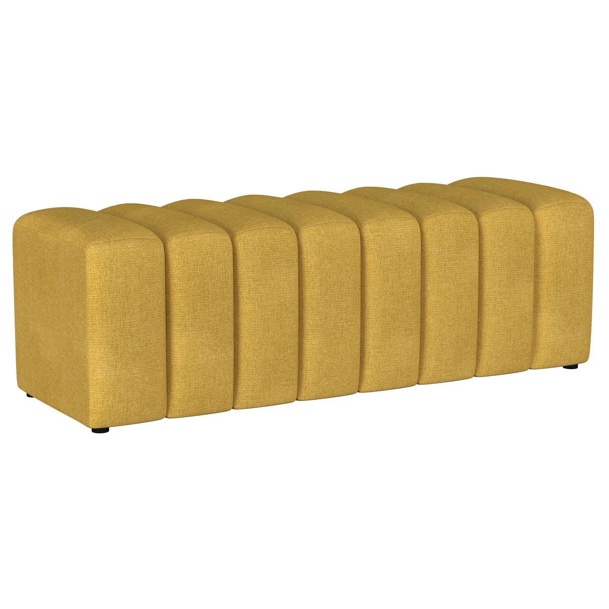 Furniture City Houma - Coaster - Summer Fabric Upholstered Tufted Accent Bench Mustard Yellow - 910292
