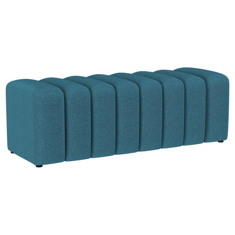 Furniture City Houma - Coaster - Summer Fabric Upholstered Tufted Accent Bench Peacock Blue - 910293