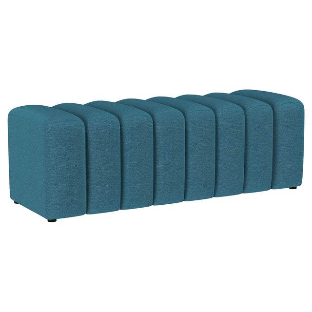 Furniture City Houma - Coaster - Summer Fabric Upholstered Tufted Accent Bench Peacock Blue - 910293