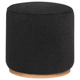Furniture City Houma - Coaster - Zena Faux Sheepskin Upholstered Round Ottoman Black - 910301