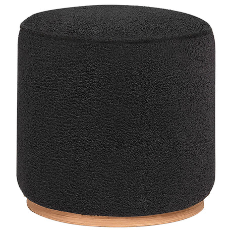 Furniture City Houma - Coaster - Zena Faux Sheepskin Upholstered Round Ottoman Black - 910301