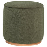 Furniture City Houma - Coaster - Zena Faux Sheepskin Upholstered Round Ottoman Green - 910302