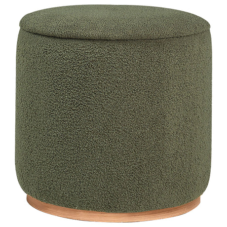 Furniture City Houma - Coaster - Zena Faux Sheepskin Upholstered Round Ottoman Green - 910302