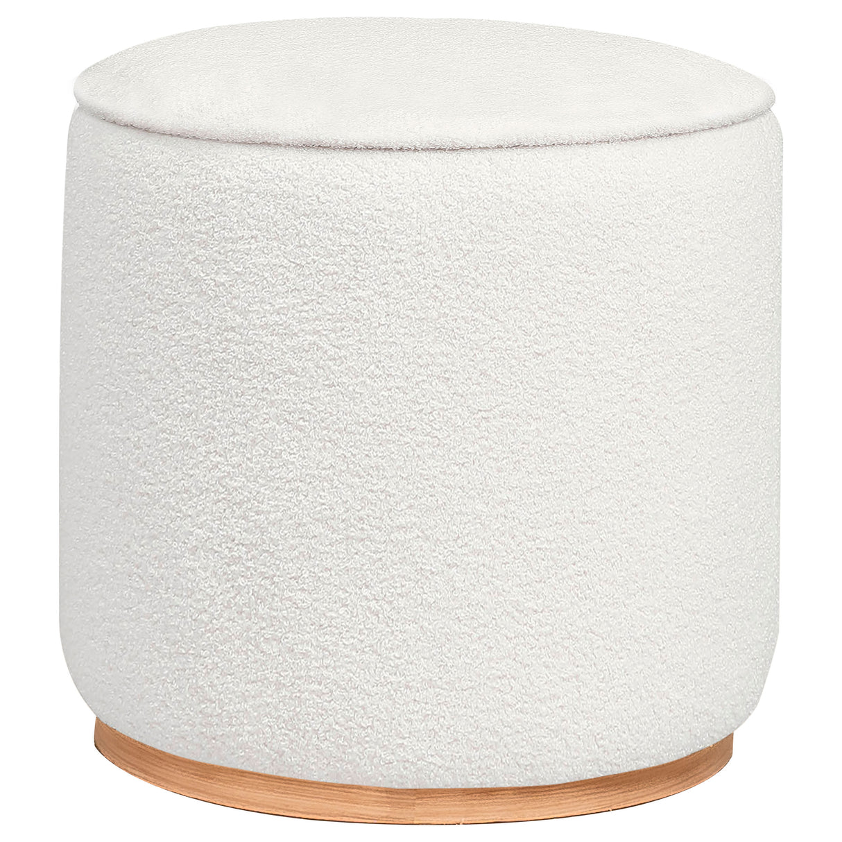 Furniture City Houma - Coaster - Zena Faux Sheepskin Upholstered Round Ottoman Ivory - 910303