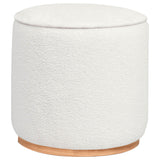 Furniture City Houma - Coaster - Zena Faux Sheepskin Upholstered Round Ottoman Ivory - 910303