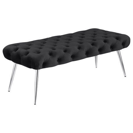 Furniture City Houma - Coaster - Ella Upholstered Tufted Bench Stainless Steel Legs Black - 910333