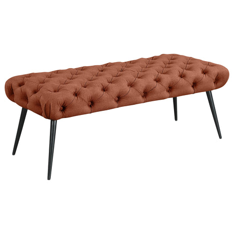 Furniture City Houma - Coaster - Ella Upholstered Tufted Bench Metal Legs Rust - 910335