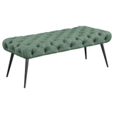 Furniture City Houma - Coaster - Ella Upholstered Tufted Bench Metal Legs Teal - 910336