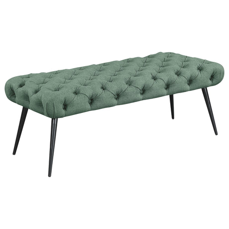 Furniture City Houma - Coaster - Ella Upholstered Tufted Bench Metal Legs Teal - 910336