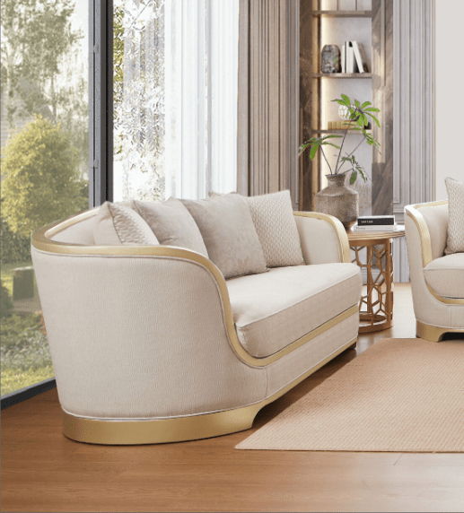 HD-7006 - Loveseat - Beige / Gold