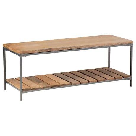 Furniture City Houma - Coaster - Gerbera Wood Accent Bench with Shelf Natural and Gunmetal - 914127