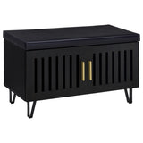 Furniture City Houma - Coaster - Brixton 2-door Padded Entryway Shoe Storage Bench Black - 915152