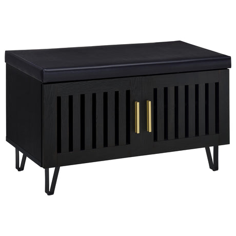 Furniture City Houma - Coaster - Brixton 2-door Padded Entryway Shoe Storage Bench Black - 915152