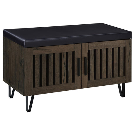 Furniture City Houma - Coaster - Brixton 2-door Padded Entryway Shoe Storage Bench Smoked Oak - 915153