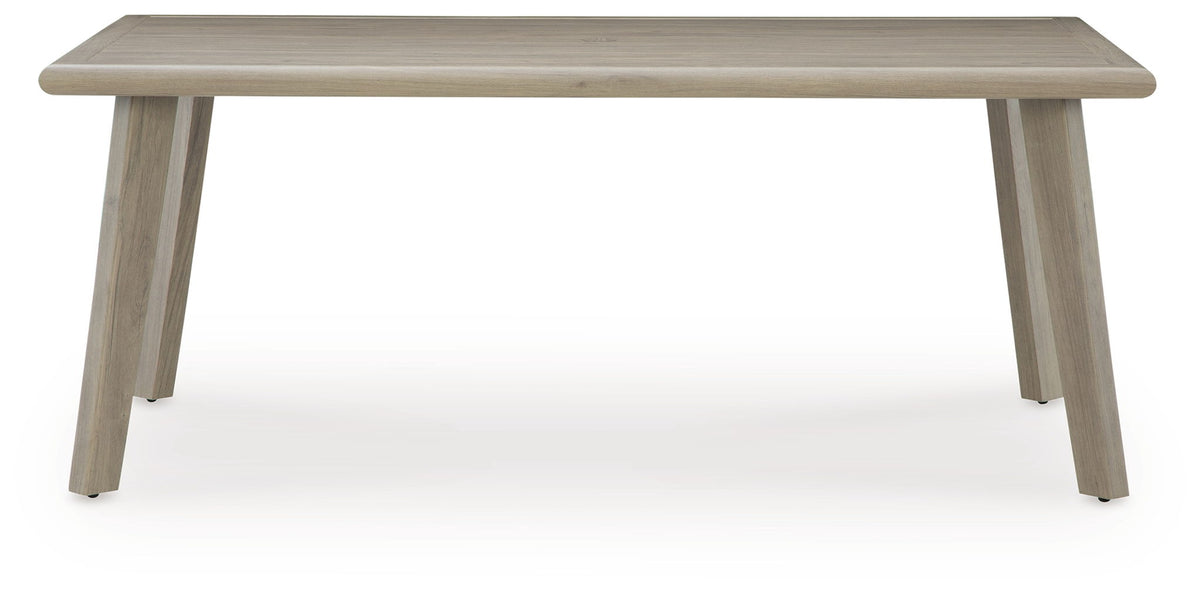 Cliff Trails - Rectangle Dining Table With Umbrella Option - Beige