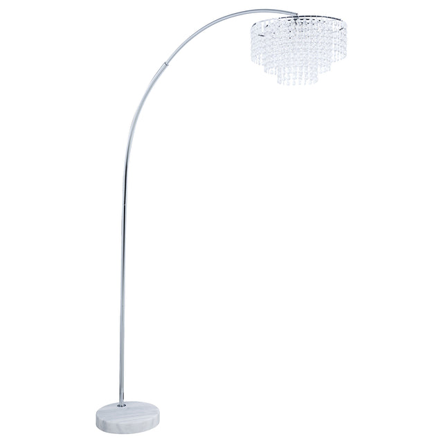 Furniture City Houma - Coaster - Shirley 86-inch Hanging Crystal Arc Metal Floor Lamp Chrome - 920065