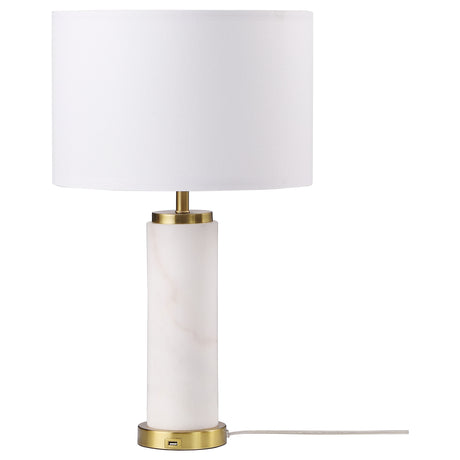 Furniture City Houma - Coaster - Lucius 25-inch Drum Shade Marble Body Table Lamp White - 920208