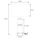 Lucius 25-inch Drum Shade Marble Body Table Lamp White