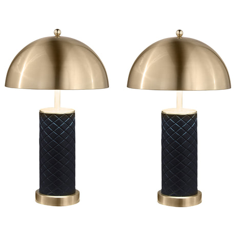Furniture City Houma - Coaster - Ferris 23-inch Dome Quilted Table Lamp Black (Set of 2) - 920228