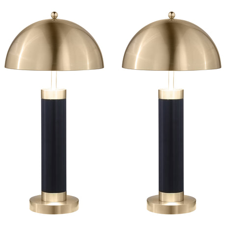 Furniture City Houma - Coaster - Conroe 28-inch Dome Shade Pillar Table Lamp Black (Set of 2) - 920229