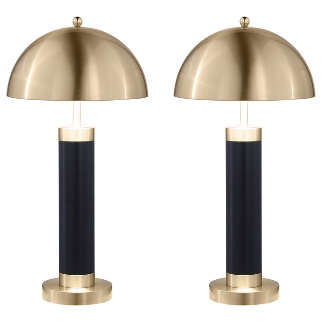 Furniture City Houma - Coaster - Conroe 28-inch Dome Shade Pillar Table Lamp Black (Set of 2) - 920229