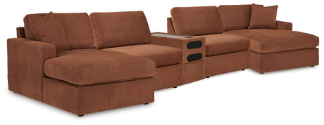 Furniture City Houma - Ashley Furniture - Modmax 5 Piece Sectional with Audio Console - RAF 5 Piece Sectional with Audio Console / Granite - 92104S70