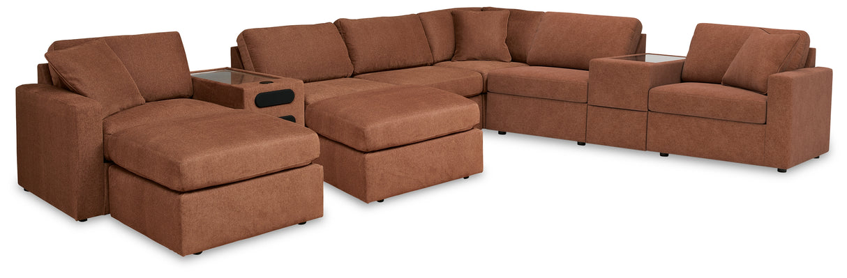 Furniture City Houma - Ashley Furniture - Modmax 8-Piece Sectional and 2 Ottomans - 8-Piece Sectional and 2 Ottomans / Spice - 92102U13
