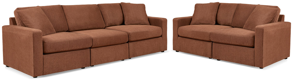 Furniture City Houma - Ashley Furniture - Modmax 3-Piece Sectional Sofa and 2-Piece Sectional Loveseat - 3-Piece Sectional Sofa and 2-Piece Sectional Loveseat / Spice - 92102U20