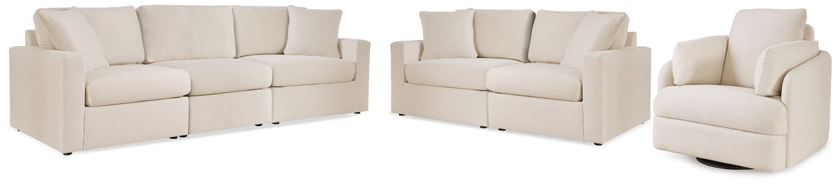Furniture City Houma - Ashley Furniture - Modmax 3-Piece Sectional Sofa, 2-Piece Sectional Loveseat and Swivel Glider Recliner - 3-Piece Sectional Sofa, 2-Piece Sectional Loveseat and Swivel Glider Recliner / Oyster - 92103U21