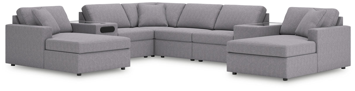 Furniture City Houma - Ashley Furniture - Modmax Sectional - RAF 8-Piece Sectional with Chaise / Granite - 92104S31