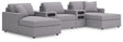 Furniture City Houma - Ashley Furniture - Modmax 5-Piece Sectional with Chaise and Audio Console - RAF 5-Piece Sectional with Chaise and Audio Console / Granite - 92104S47