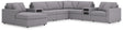 Furniture City Houma - Ashley Furniture - Modmax 8-Piece Sectional with Audio System and Chaise - RAF 8-Piece Sectional with Audio System and Chaise / Ink - 92121S47