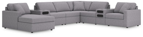 Furniture City Houma - Ashley Furniture - Modmax 8-Piece Sectional with Audio System and Chaise - RAF 8-Piece Sectional with Audio System and Chaise / Ink - 92121S47