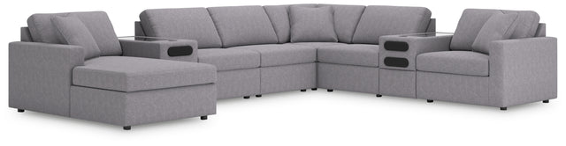 Furniture City Houma - Ashley Furniture - Modmax 8-Piece Sectional with Audio System and Chaise - RAF 8-Piece Sectional with Audio System and Chaise / Ink - 92121S47