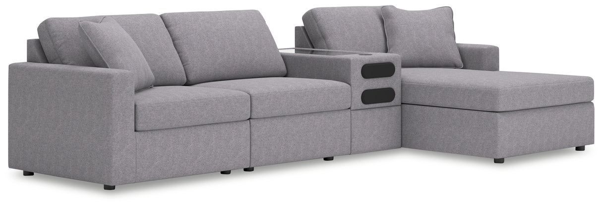 Furniture City Houma - Ashley Furniture - Modmax 4-Piece Sectional with Chaise - RAF 4-Piece Sectional with Chaise / Granite - 92104S37