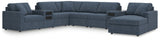Furniture City Houma - Ashley Furniture - Modmax 8-Piece Sectional with Audio System and Chaise - RAF 8-Piece Sectional with Audio System and Chaise / Ink - 92121S48