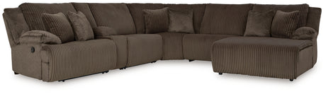 Furniture City Houma - Ashley Furniture - Top Tier 6-Piece Reclining Sectional with Chaise - 6-Piece Reclining Sectional with Chaise / Chocolate - 92705S1