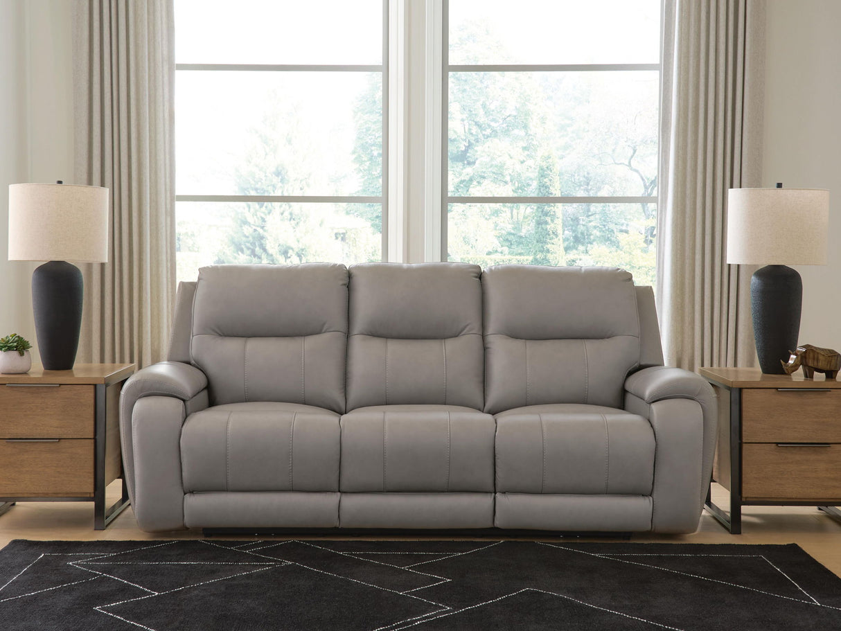 Real Moments - Power Reclining Sofa With Audio Seating - Ash