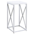 Furniture City Houma - Coaster - Edmund Square Accent Side Table White High Gloss and Chrome - 930014