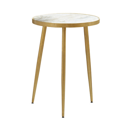 Furniture City Houma - Coaster - Acheson Round Marble Top Side Table White and Gold - 930060