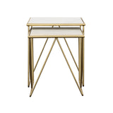 Bette 2-piece Marble Top Nesting Table Set White and Gold