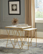 Furniture City Houma - Coaster - Bette 2-piece Marble Top Nesting Table Set White and Gold - 930075