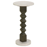 Furniture City Houma - Coaster - Colette Round Marble Top Side Table White and Dark Grey - 930190