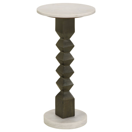 Furniture City Houma - Coaster - Colette Round Marble Top Side Table White and Dark Grey - 930190