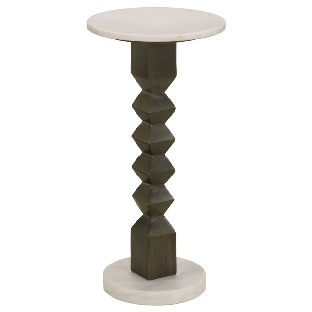 Furniture City Houma - Coaster - Colette Round Marble Top Side Table White and Dark Grey - 930190