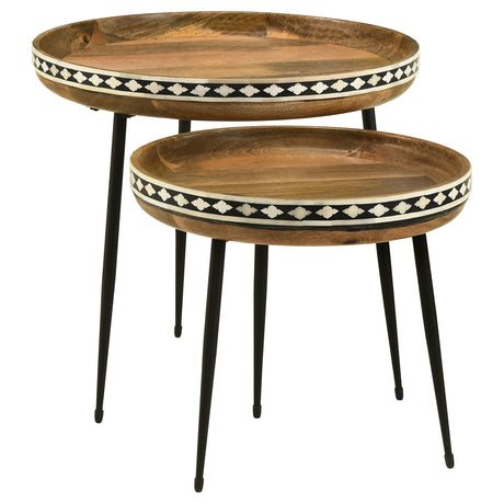 Furniture City Houma - Coaster - Ollie 2-piece Solid Wood Bone Inlay Nesting Table Natural - 930193