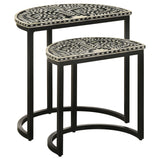 Furniture City Houma - Coaster - Zakiya 2-piece Demilune Nesting Table Set Black and White - 930195