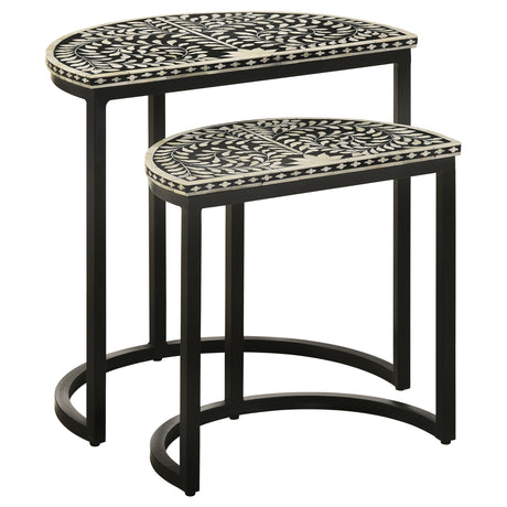 Furniture City Houma - Coaster - Zakiya 2-piece Demilune Nesting Table Set Black and White - 930195