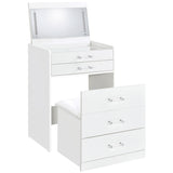 Furniture City Houma - Coaster - Danbury 3-drawer Makeup Vanity & Stool Set White High Gloss - 930208