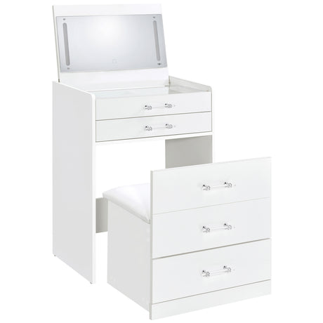 Furniture City Houma - Coaster - Danbury 3-drawer Makeup Vanity & Stool Set White High Gloss - 930208